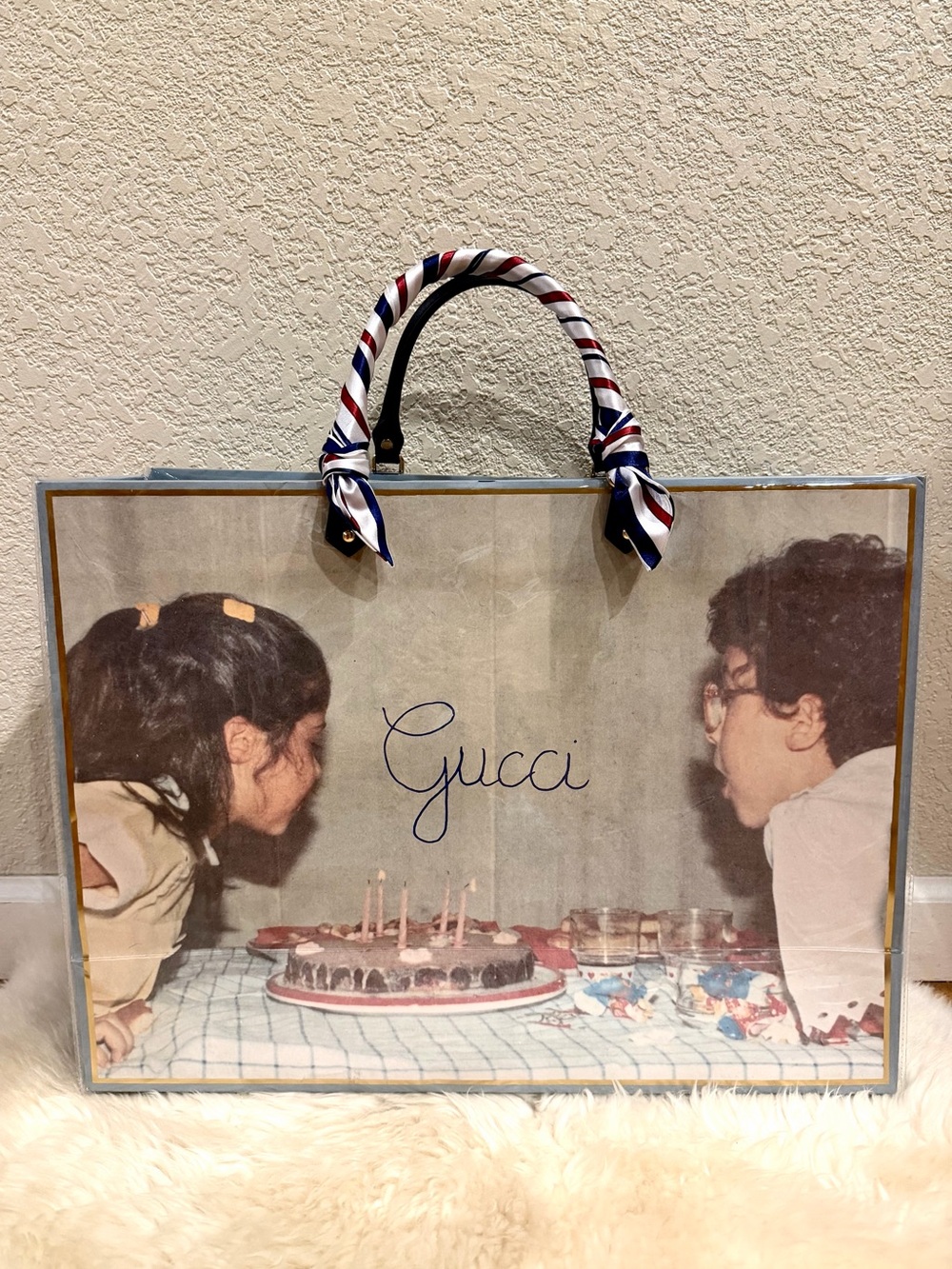 Gucci Tote Large Limited Edition Shopping Bag Tote with PVC/TPU Cover